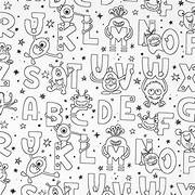 Tissu à colorier coton - ALPHABET