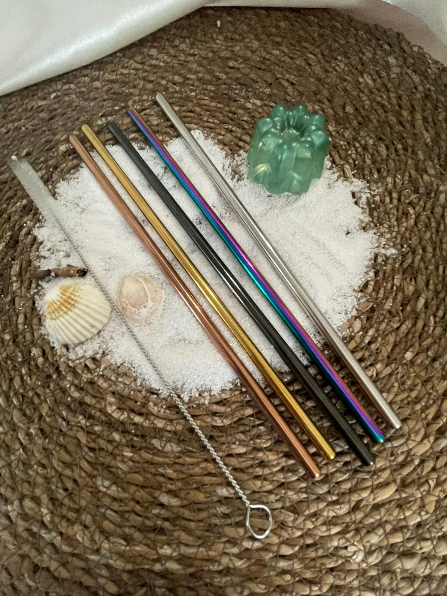 5 Pailles Acier Inoxydable - Multicolores Droites