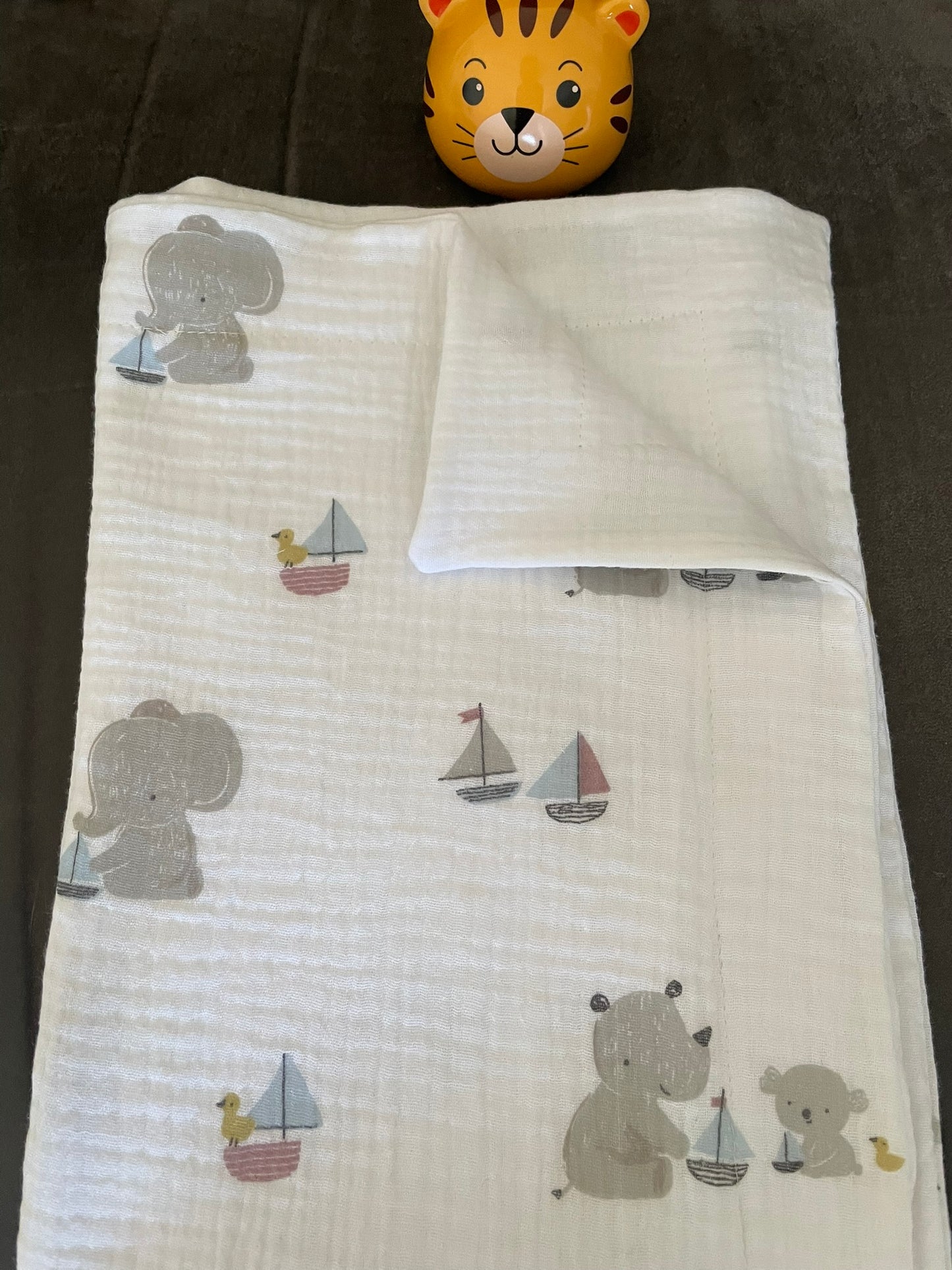 Couverture Berceau Double Gaze Hiver - Eléphants